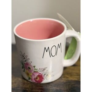 Rae Dunn MOM Floral Oversized Mug Shabby Chic With Gold Accents Mother's Day NEW